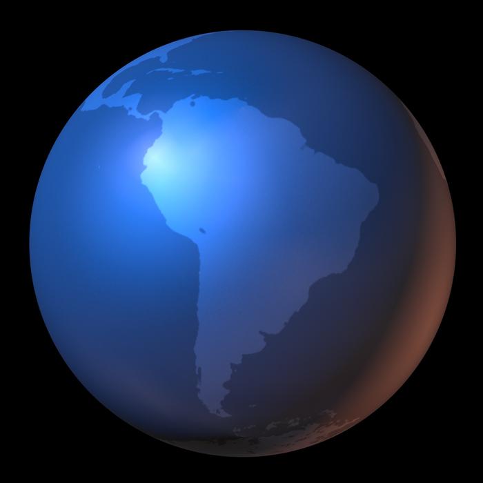 map of south america on the planet