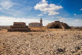 stone desert with archaeological buildings