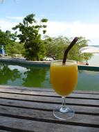 cocktail with orange on the table