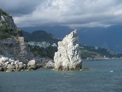 white rock in the water