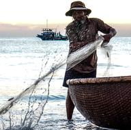man with a fishing net