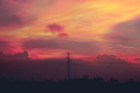 red cloudy sky landscape