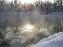 winter landscape by the lake