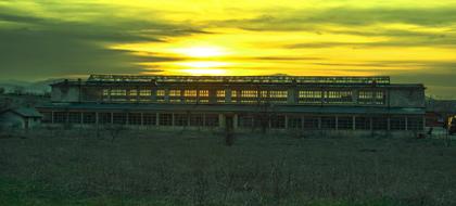 abandoned school building in the sunlight