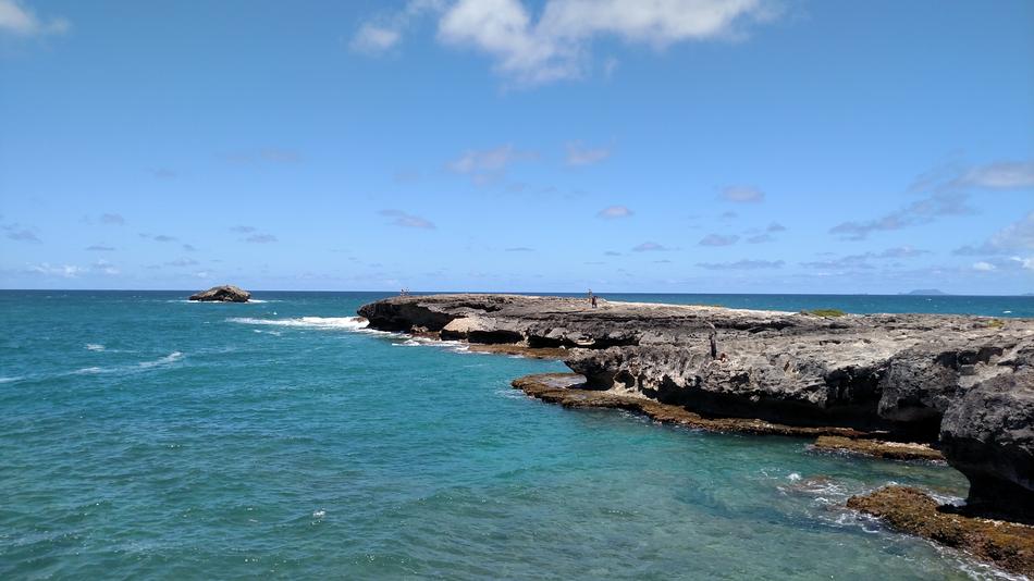 blue ocean on the stone bridge