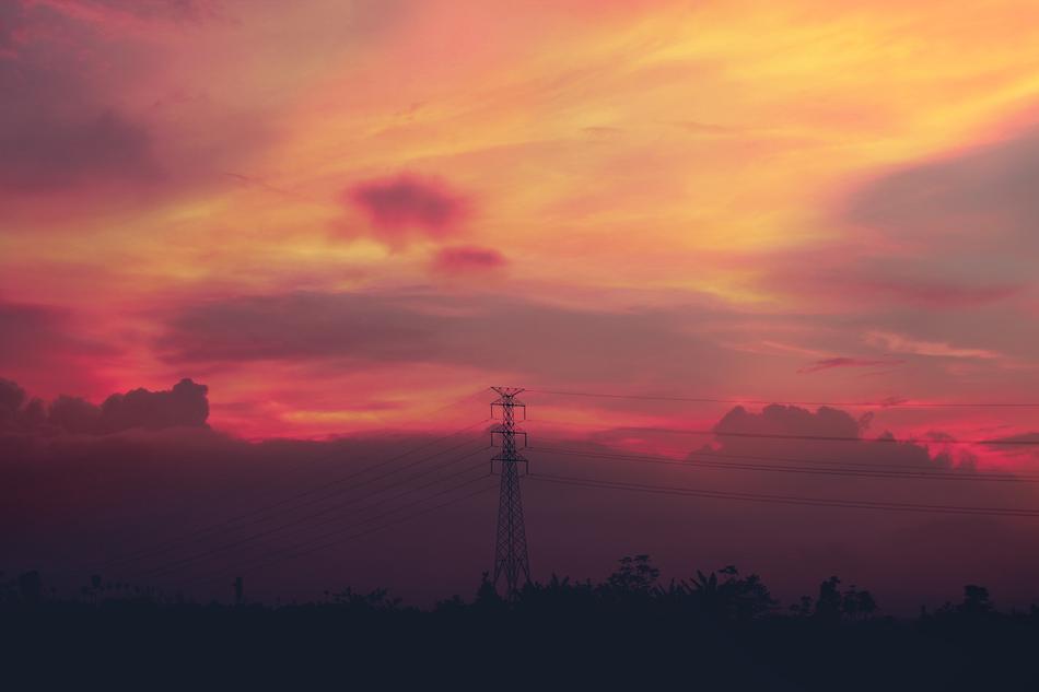red cloudy sky landscape