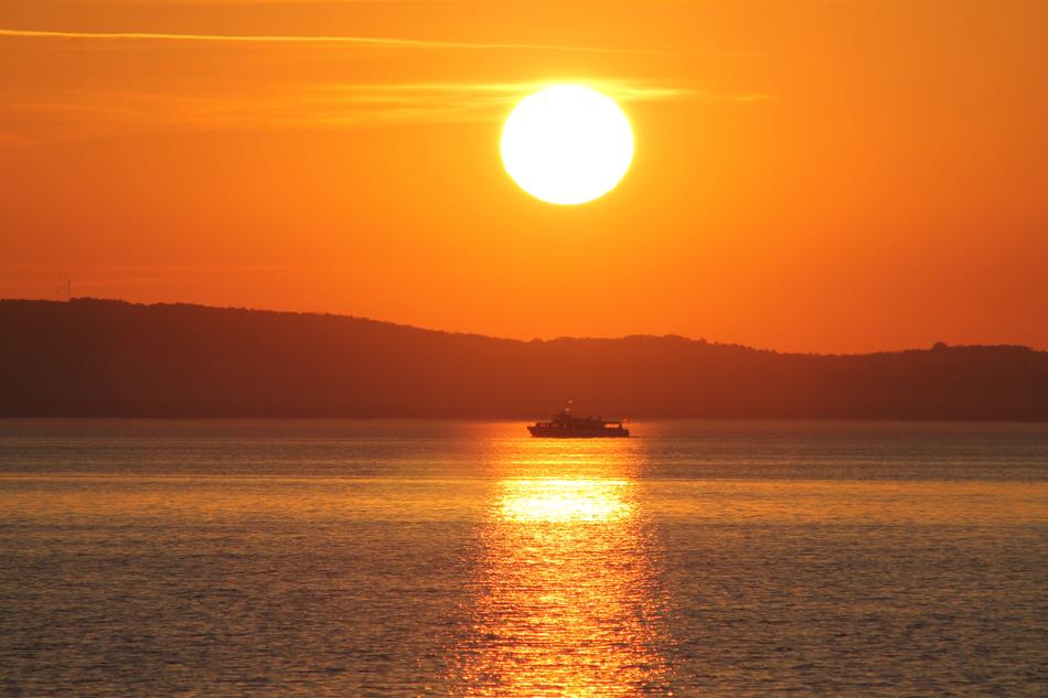 Ship Sunset Water Lake