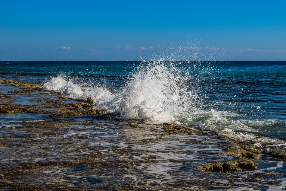 sea surface with stones by the sea view