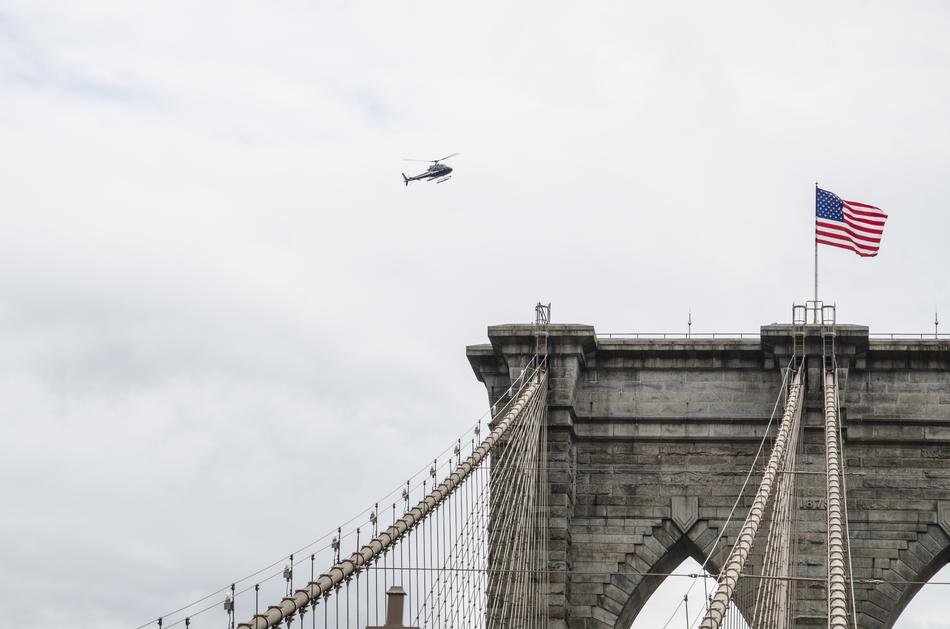 flag developing on the bridge