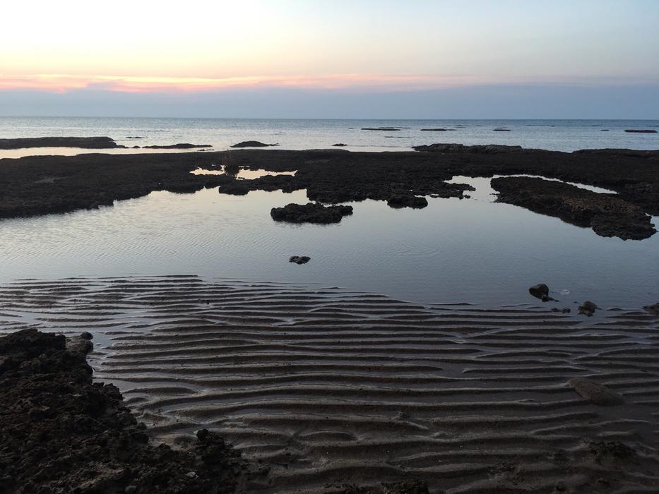 water surface with dawn in the background