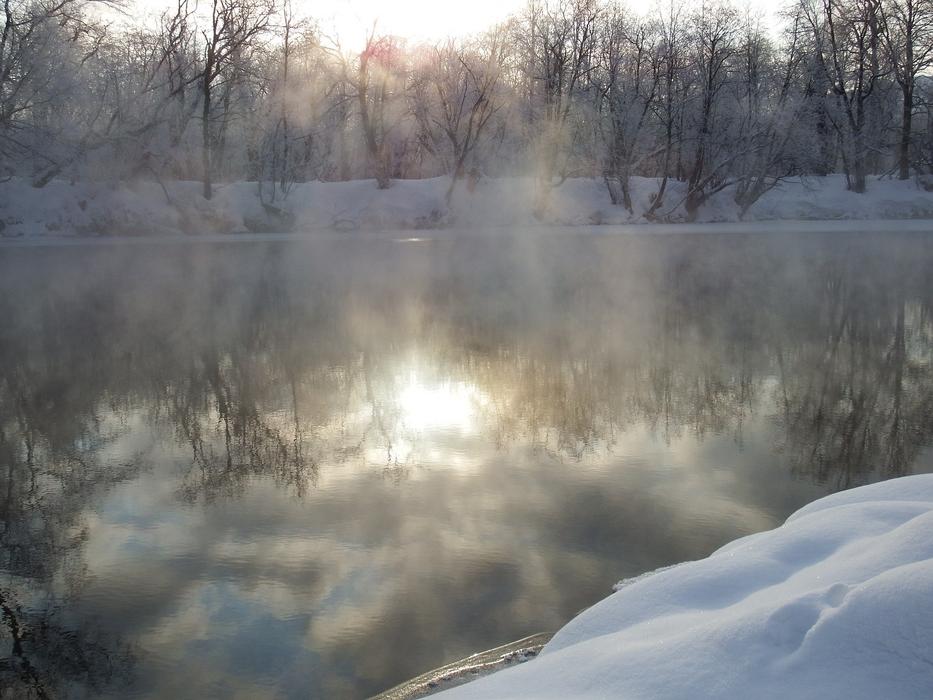 winter landscape by the lake