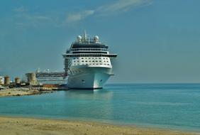 white ship sea blue