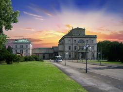 beautiful buildings under the sunrise