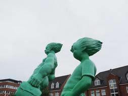 green couple people view
