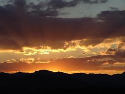Bright sunset in the mountains