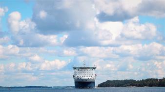 White clouds over the ship