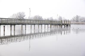 Snowy landscape on the bridge