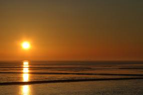 Sunset over Wadden Sea, germany, nordfriesland