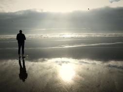 man clouds sea view