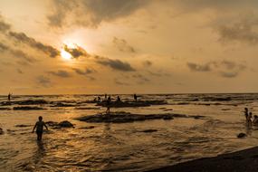 People resting in the sea