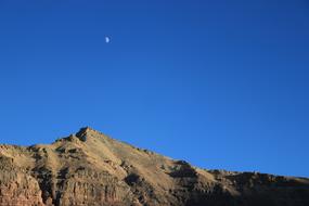 Quarter Moon over Mountain, scenic Landscape