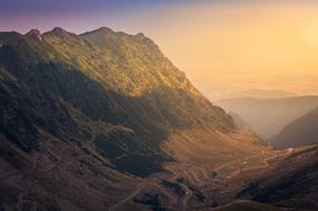 mountains trees sun