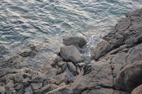 Large rocks in the water of the sea