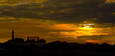 Calton Hill Skyline at dusk, uk, scotland, Edinburgh