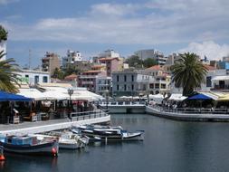 Boats in Bay at Island, greece, crete
