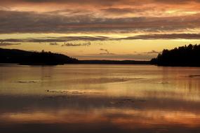 A beautiful sunset by the lake