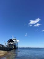 a ship at the shore