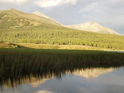 green mountain sea view