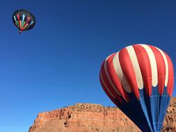 Flying balloons near a cliff