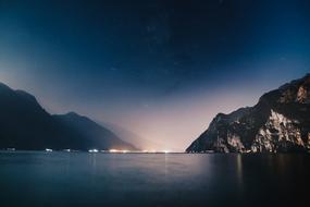Evening view of the lake and cliffs