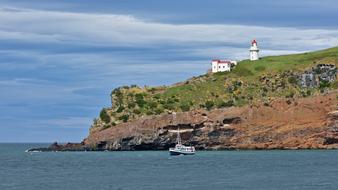 old lighthouse on Mountain slope at Sea