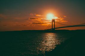 Sunset over bridge on Seaside