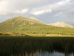Transparent lake near the rock