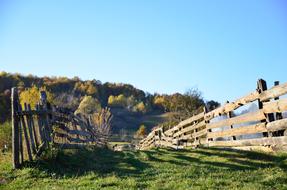 old wooden fences at scenic rural landscape