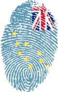 Patriotic flag and fingerprint signs