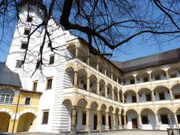 Velke losiny castle, Renaissance Architecture style Building with tower and columnar, czech, Velké Losiny