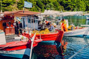 Fishermen on boats