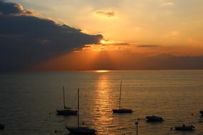sunset by the fishing boats