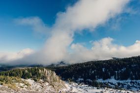 White clouds against a blue sky