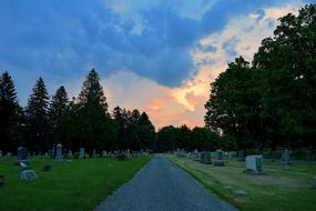 path through Cemetery at dusk