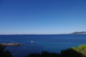 boat in bay at scenic coast, France, la croix-valmer