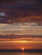 Sunset against the sea with clouds