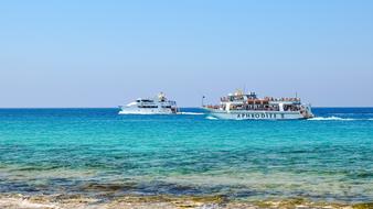two tourist Boats on Sea, cyprus