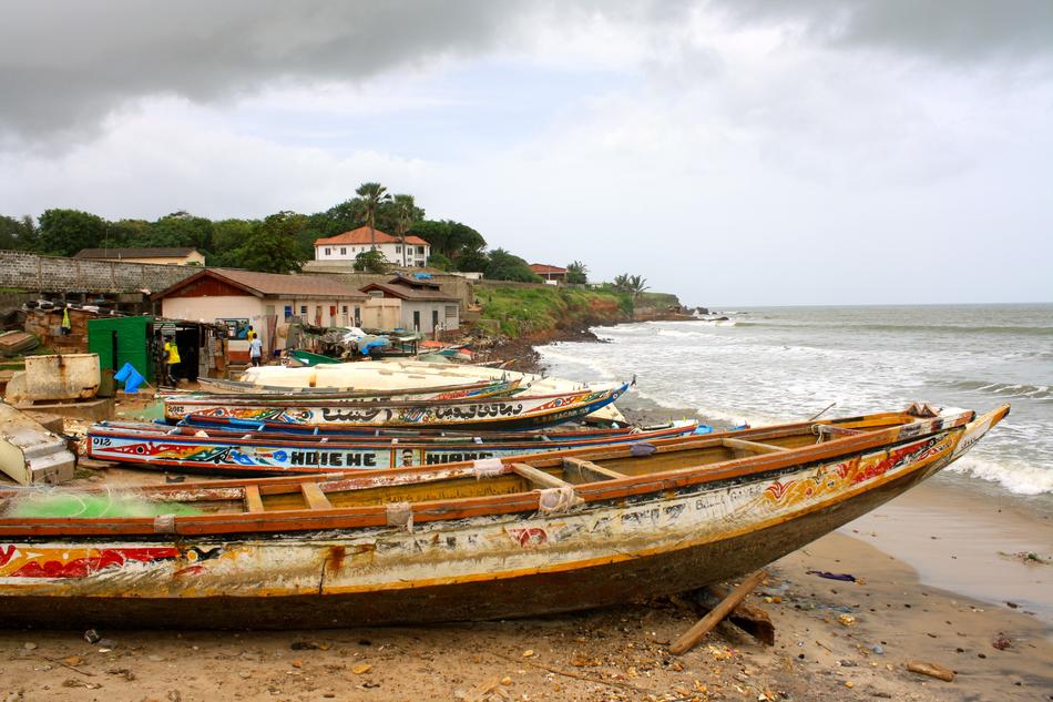 old wooden fishing boats on Shoreline