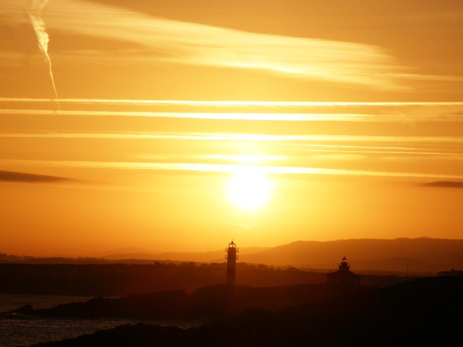 bright sunset over the lighthouse