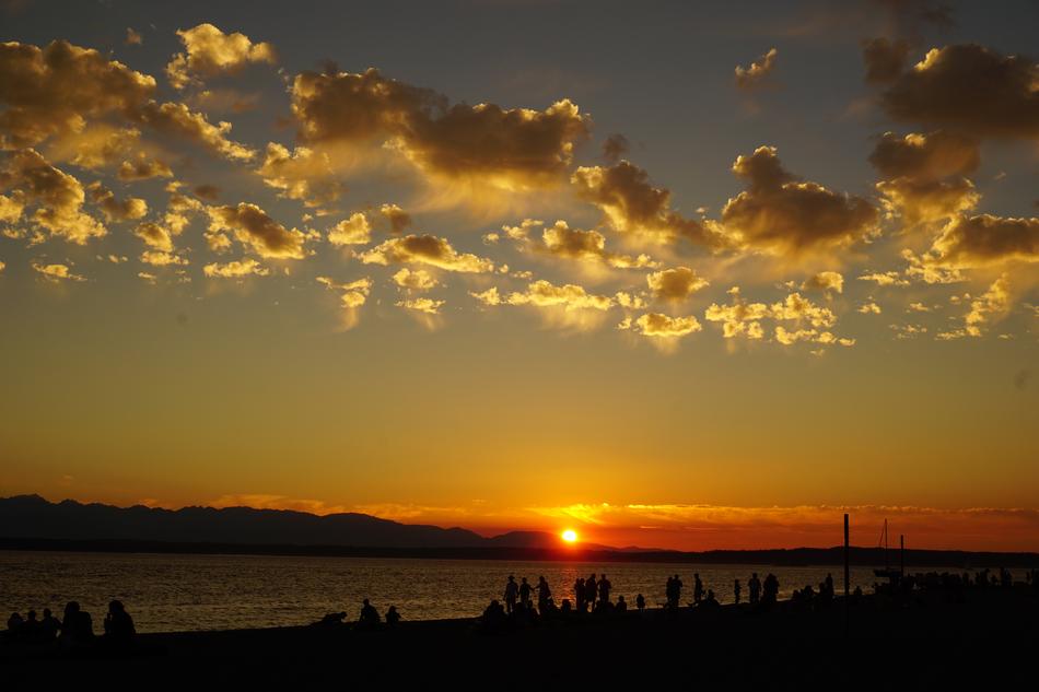 wonderful sunset in the clear sky